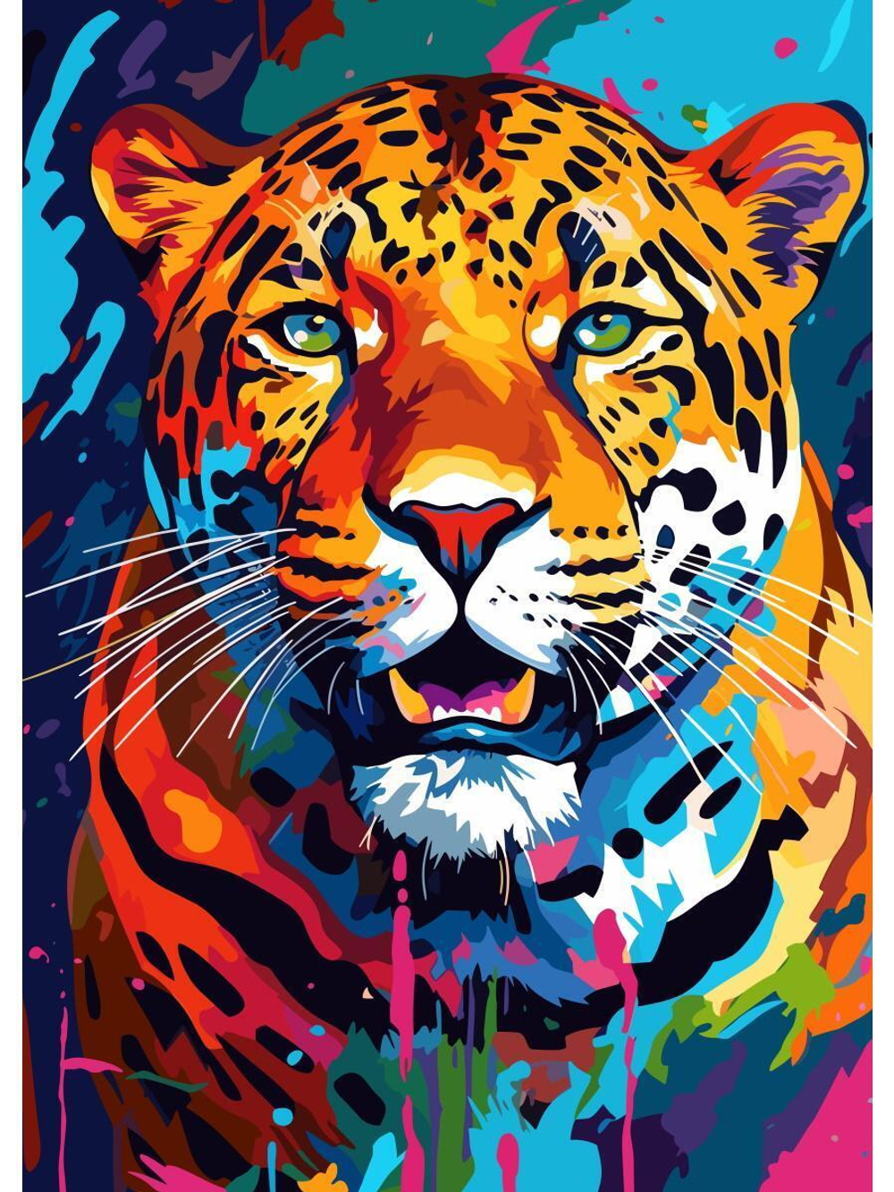 Алмазная мозаика 30х40см. "Портрет леопарда" блест. с полн.заполнен.без подрам. (30цв) (Арт.НД-2689)
