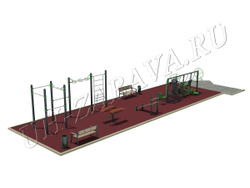 Гимнастическая площадка для занятий воркаутом 16 x 5м