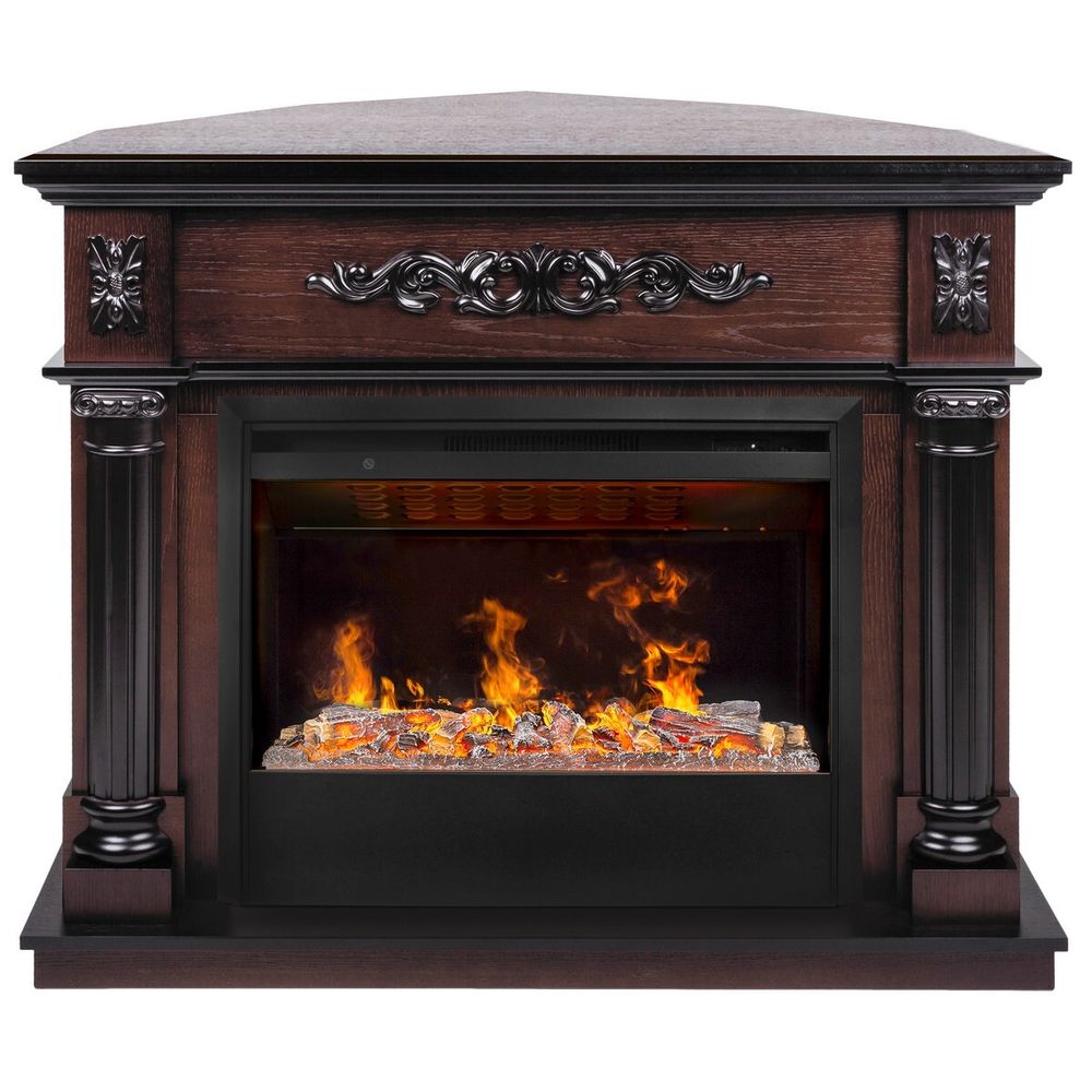 Электрокамин RealFlame Silvia Corner 26 AO античный дуб с очагом 3D Helios 26 SBG