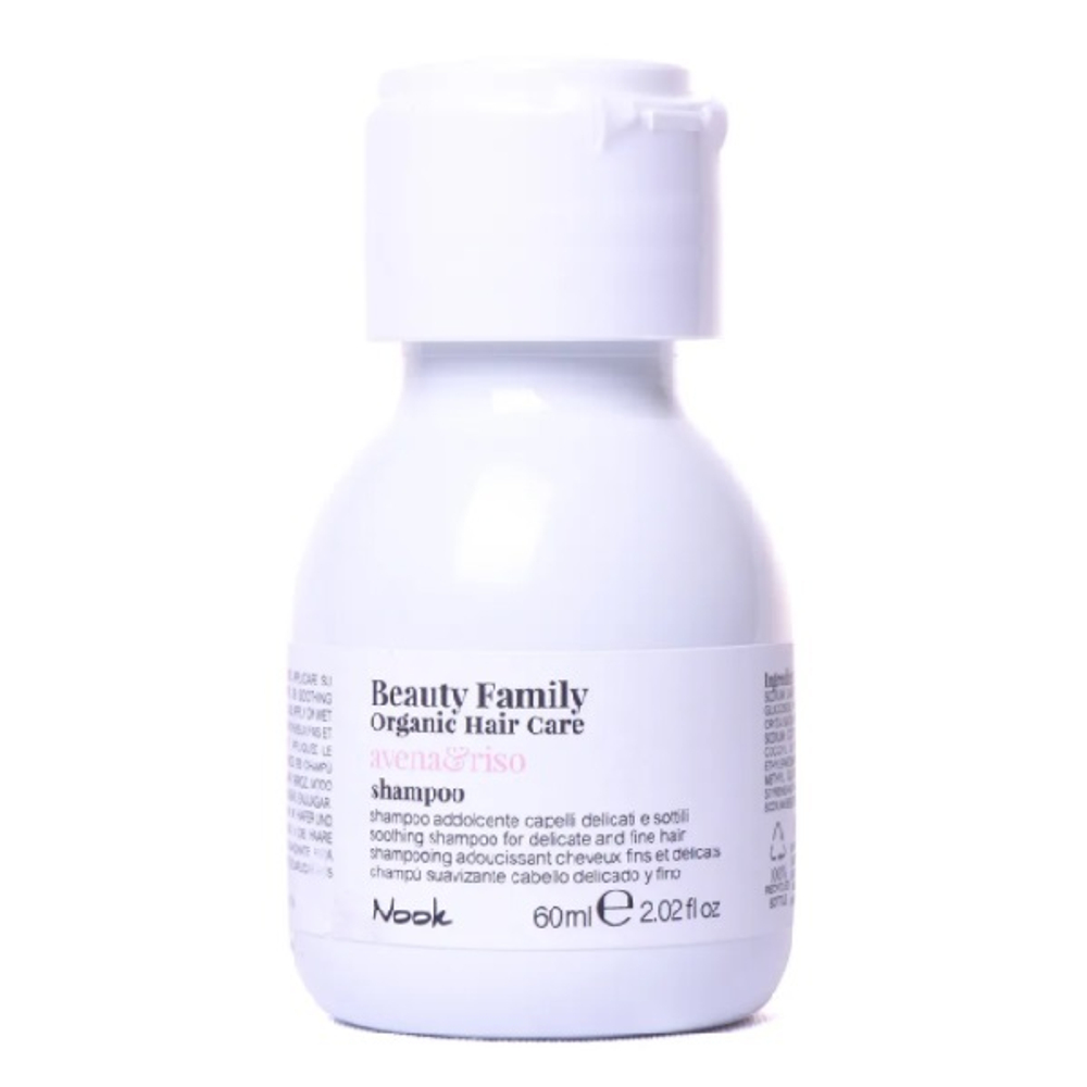 Шампунь успокаивающий для ломких и тонких волос Nook Beauty Family Shampoo Avena&Riso 60мл