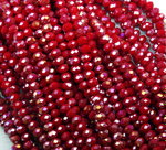 БН003ДС46 Хрустальные бусины "рондель", цвет: бордовый AB непрозрач., 4х6 мм, кол-во: 58-60 шт.