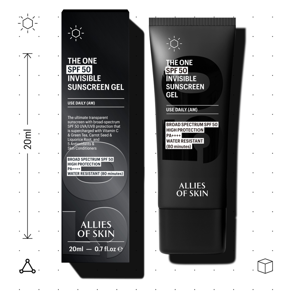 ДЕФЕКТ УПАКОВКИ: ALLIES OF SKIN The One SPF 50 Invisible Sunscreen Gel Невидимый солнцезащитный гель SPF 50, 20 мл