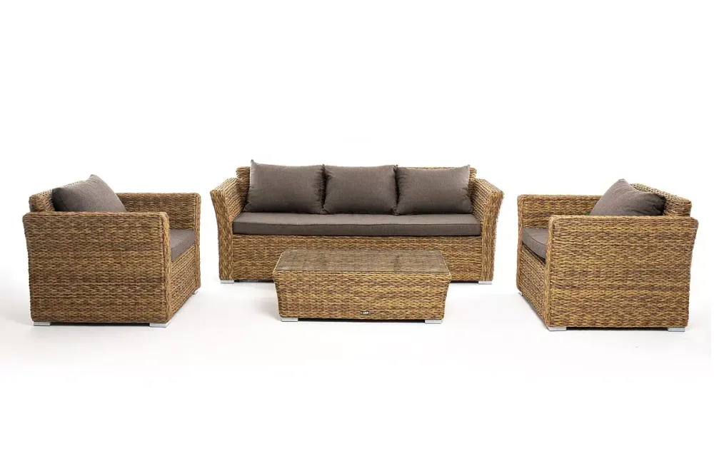 "Капучино" лаунж-зона из искусственного ротанга (гиацинт), цвет соломенный