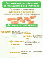 Липосомальный куркумин силимарин, веган, 60 капсул