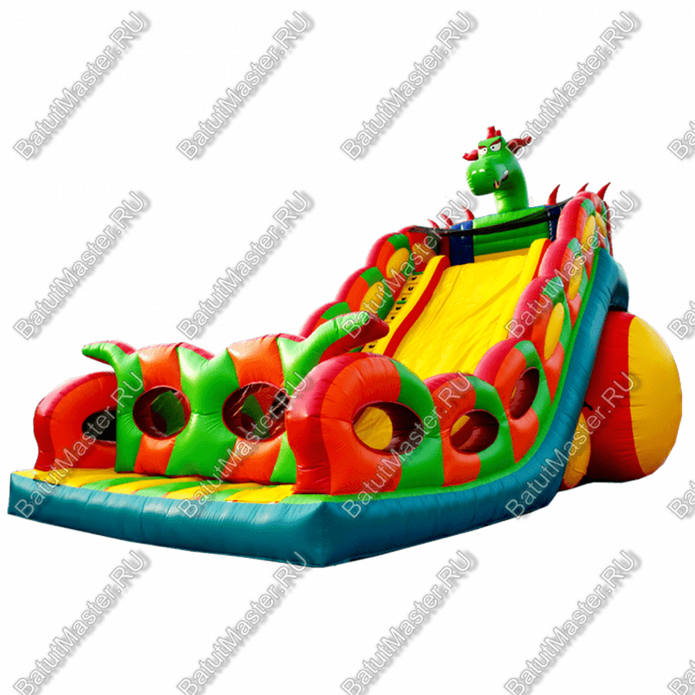 Батут-горка "Дракон 2" без шипов, 10*5*8 м