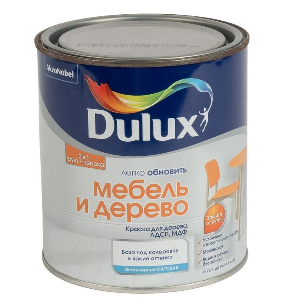 Краска для мебели и дерева Dulux бесцветная база BC 0,75 л