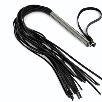 Плеть с бронзовой ручкой кожа черный 60 см