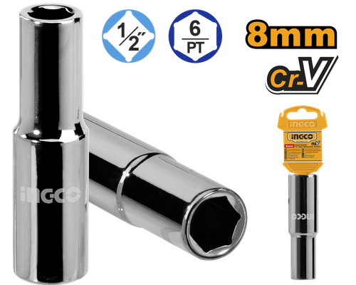 Головка торцевая шестигранная удлиненная 1/2" 8 мм INDUSTRIAL