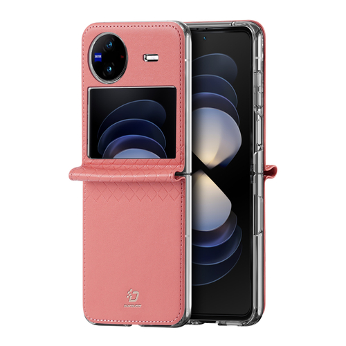 Чехол розового цвета с премиальной искусственной кожи для Vivo X Flip, серия Bril Series от Dux Ducis