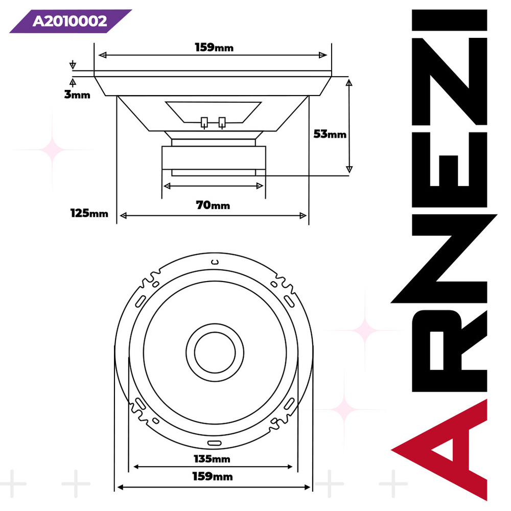 Колонки ARNEZI Deeptone 6, 16 см широкополосные, 2шт, 16 см (6 дюйм.), Max Вт ARNEZI A2010002