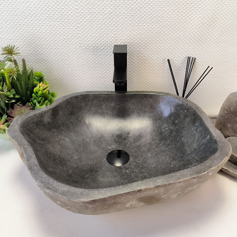 Каменная раковина из речного камня RS-63872 (54*45*15) 0123
