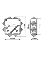 Распаячная коробка ОП 100х100х55мм, крышка, IP54, 8вх. TDM SQ1401-0113