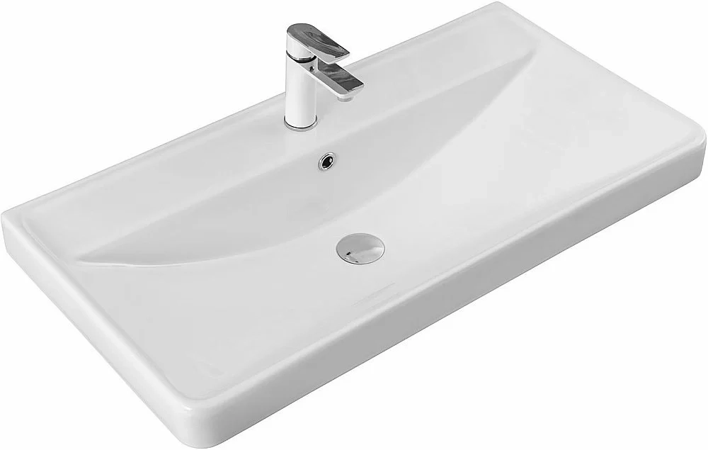 Тумба с раковиной Aquanet Вега 90 344124+323883 белая глянцевая