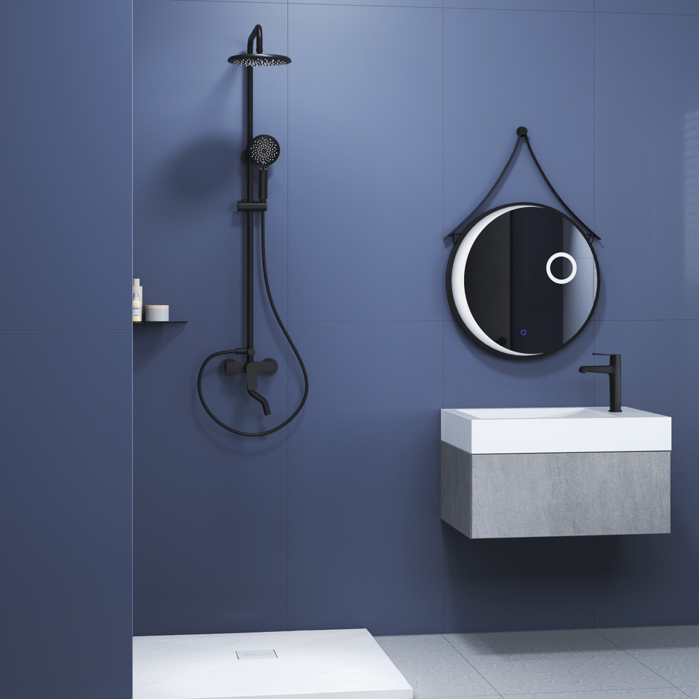 Душевая стойка черная со смесителем из стали RGW SP-25B