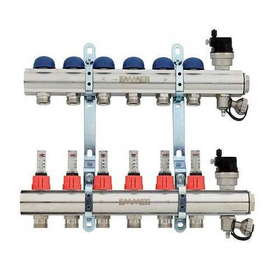 Коллекторная группа для теплого пола EMMETI TOPWAY - 1* на 12 контуров M24x19 с металическими держателями