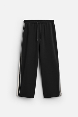 ZARA БРЮКИ ИЗ ВЫСОКОТЕХНОЛОГИЧНОЙ ТКАНИ С ЛАМПАСАМИ, ЧЕРНЫЙ