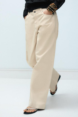 ZARA ДЖИНСЫ RELAXED FIT СО СРЕДНЕЙ ПОСАДКОЙ — LIMITED EDITION, ЭКРЮ