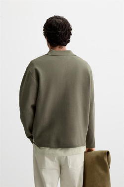 ZARA ПОЛО ИЗ СМЕСОВОЙ ВИСКОЗЫ, ХАКИ