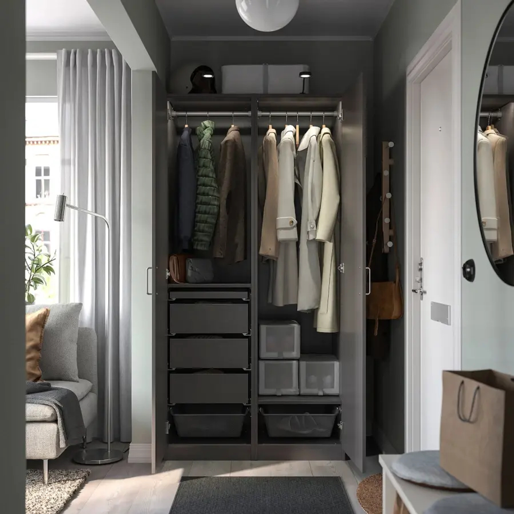 Гардероб - IKEA PAX/FORSAND/ПАКС/ФОРСАНД ИКЕА, 100x60x201 см, темно-серый