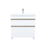 Тумба с умывальником напольная с ящиками IDDIS Zodiac, 80 см, белая/под дерево, ZOD8ABFi95K