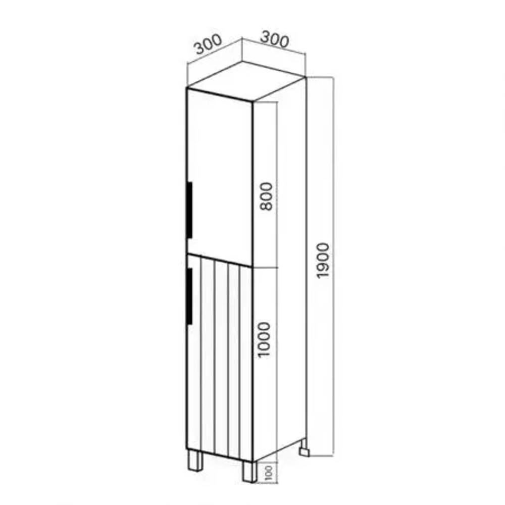 Пенал Viant Сицилия правый белый 300x300x1600 VSIC300BEL-PEN