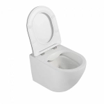 Унитаз подвесной ABBER Bequem AC1100 с инсталляцией AC0105 и кнопкой AC0120 хром, с крышкой микролифт, безободковый
