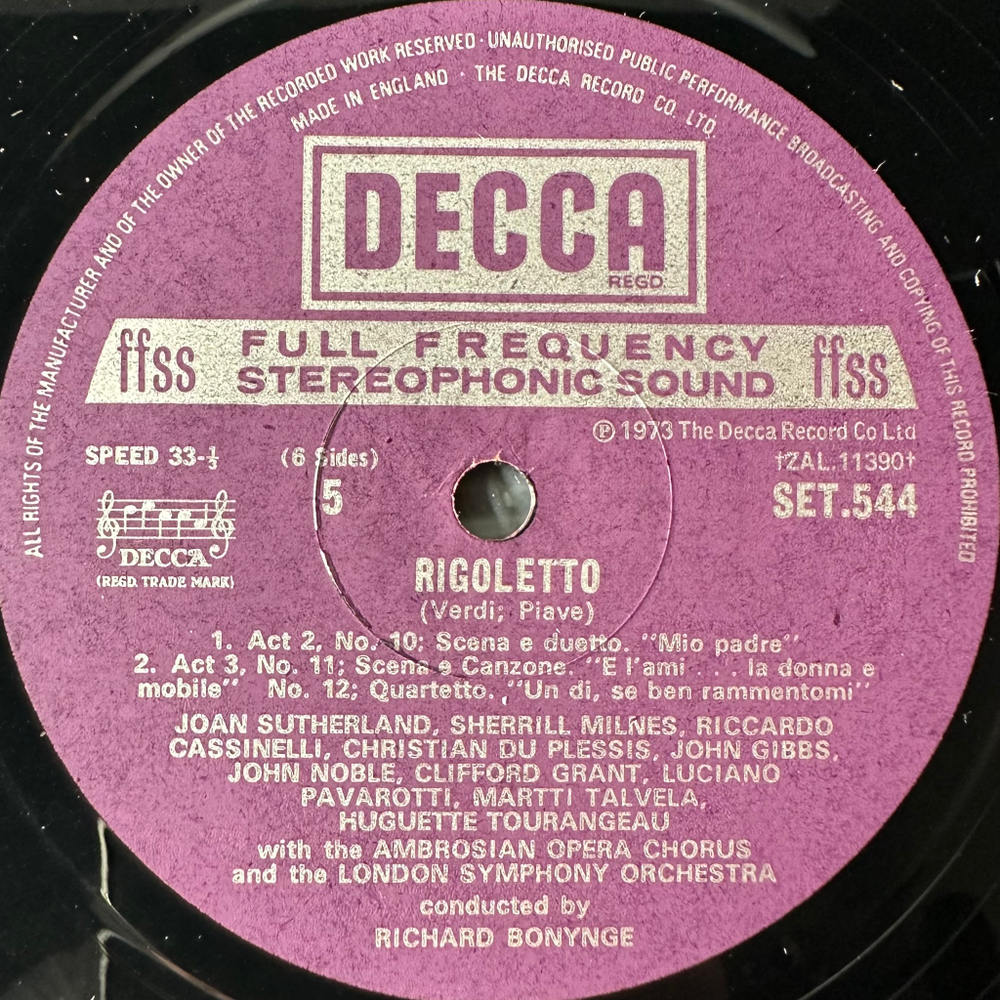 Верди - Риголлето 3LP (Англия 1973г.)