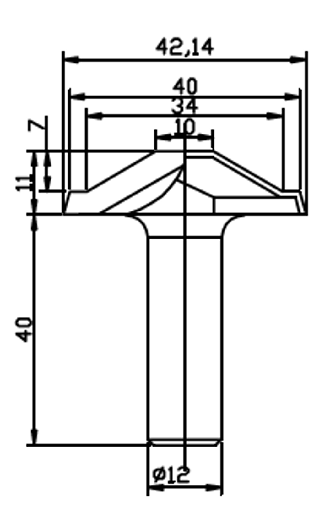 PCD профильная фреза D.42.14x11 42x40 Z2