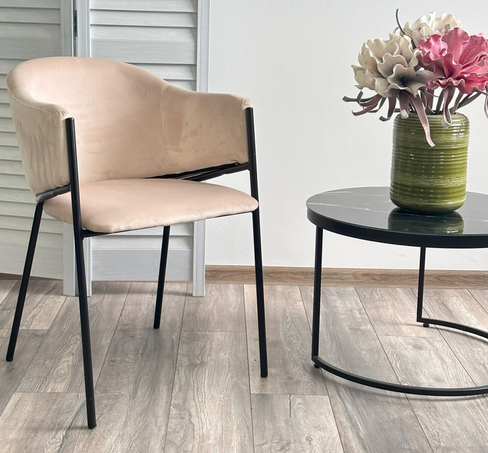 Стул М-City DISAUR Дилл, H-06 Бежевый, Велюр, Черный каркас