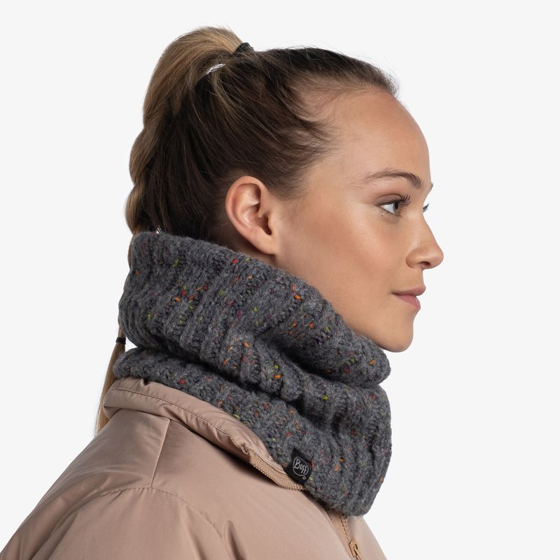 Вязаный шарф-труба с флисом Buff Neckwarmer Knitted Fleece Kim Grey Фото 4