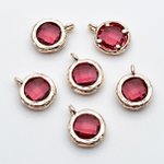 Подвеска Круг, цвет золото+малиновый, размер 9*7,5 мм, цена за 1 шт