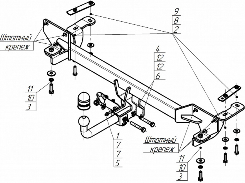 Фаркоп Motodor для GAC GS4 2024- (оцинк. Шар) арт.97805-A