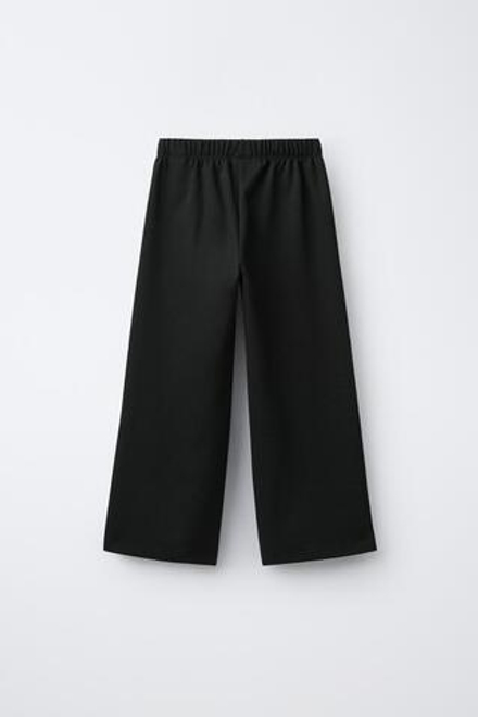 ZARA БРЮКИ WIDE LEG ИЗ ТРИКОТАЖА, ЧЕРНЫЙ