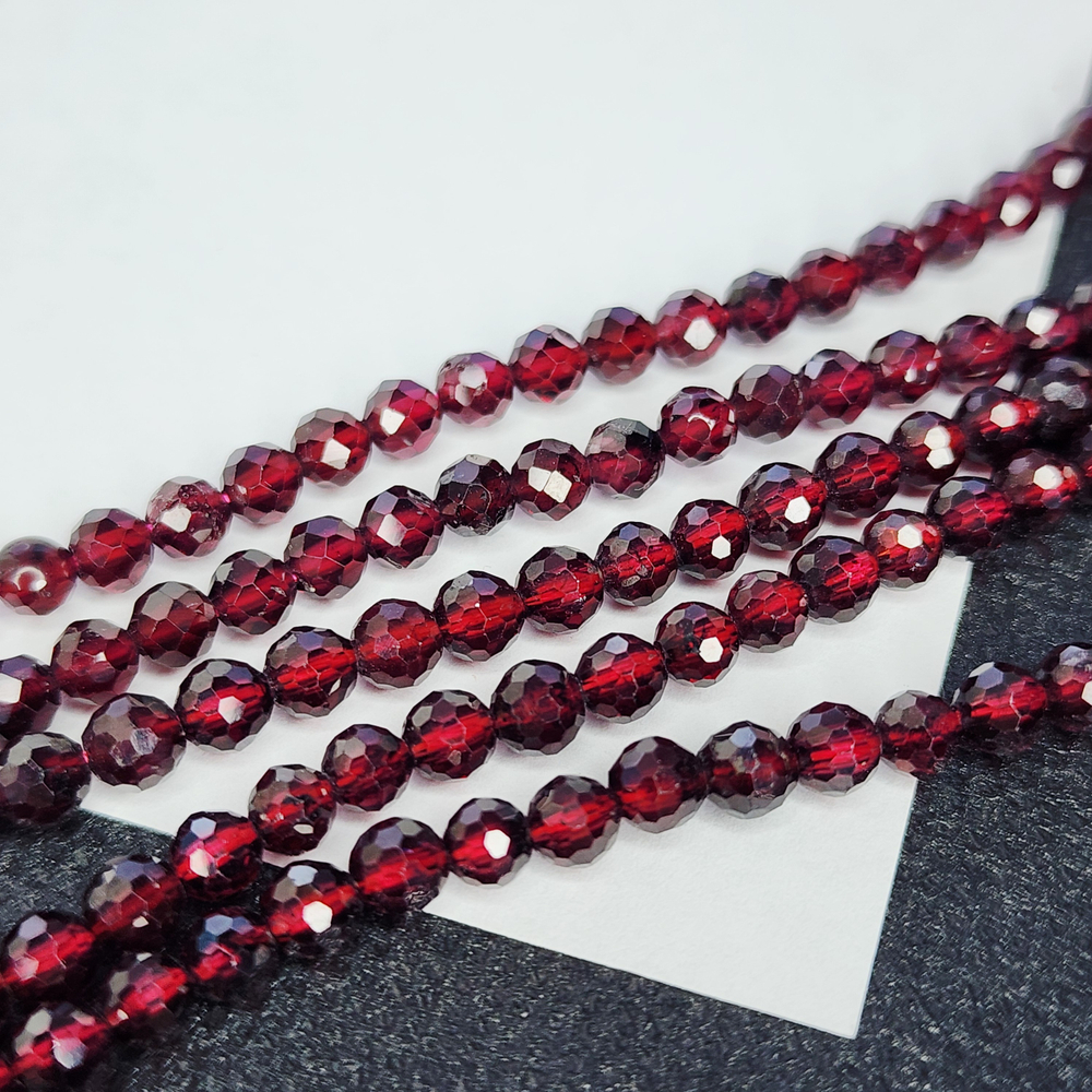 Гранат альмандин, огранка, 4мм, цена за нить 10 см