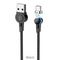 USB - Type-C HOCO S8 Magnetic, 1.2м, круглый, 3.0A, нейлон, магнитный, цвет: чёрный