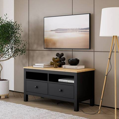 Тумба под ТВ Хемнэс Hemnes/ Кымор, 124х47х57 см, черный/светло-коричневый