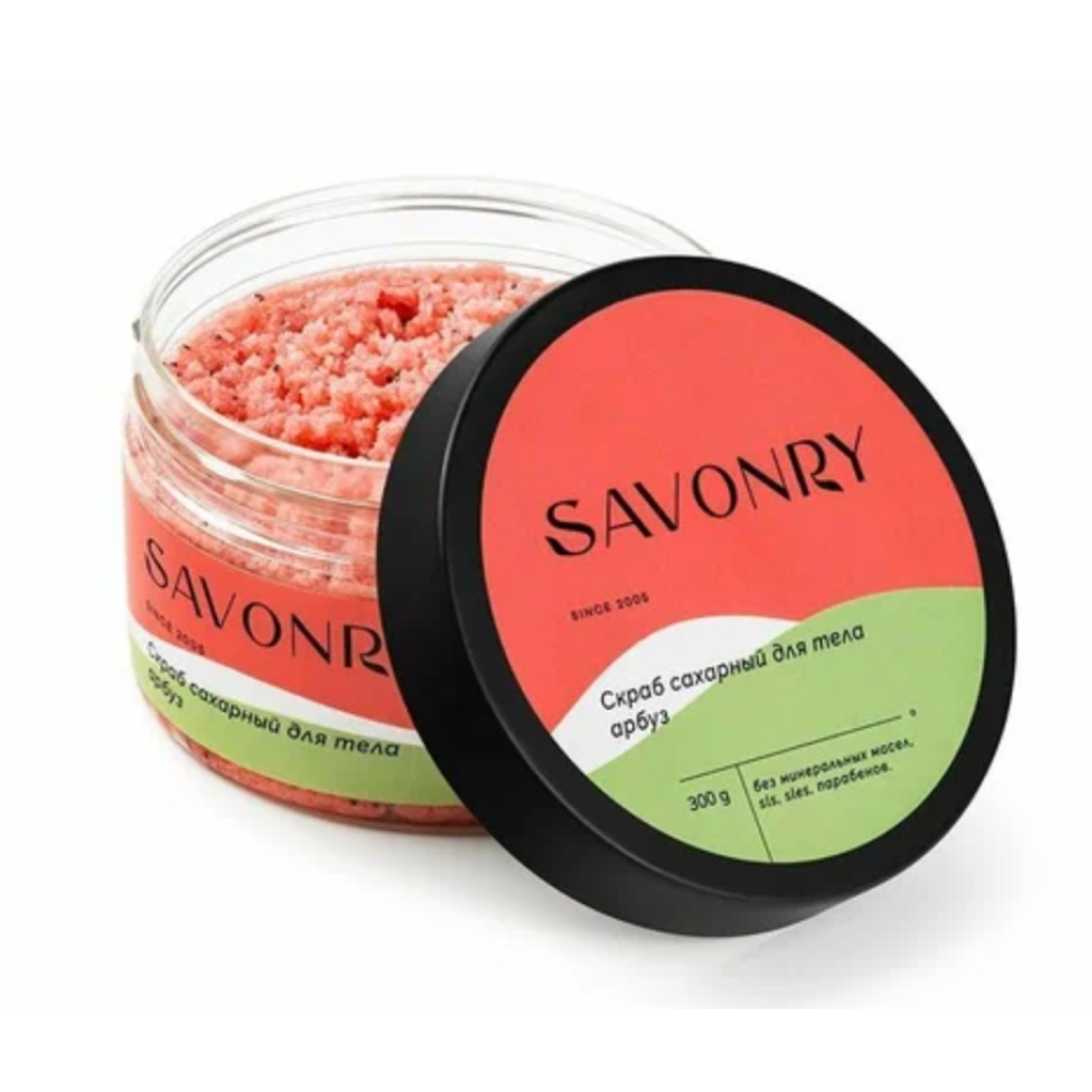 Сахарный скраб для тела арбуз SAVONRY Watermelon 300 г.
