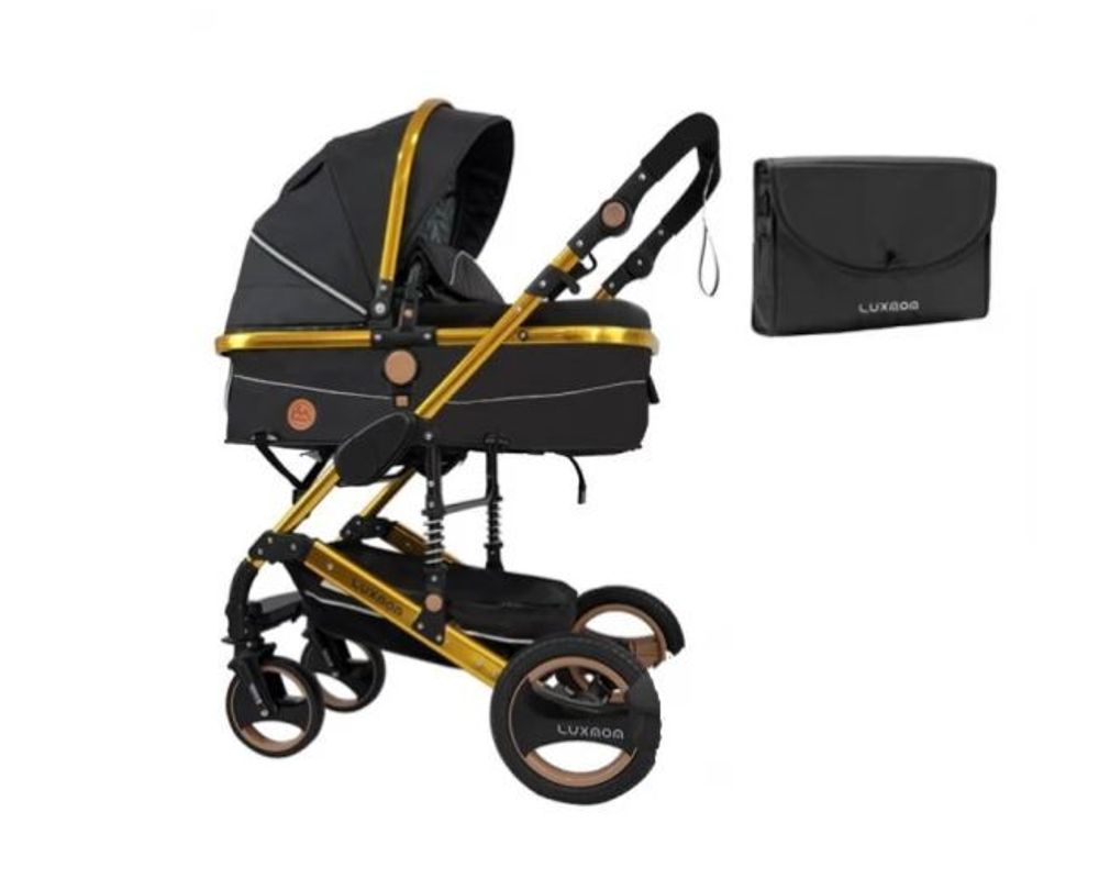 Коляска-трансформер с автокреслом 3в1 Belecoo/luxmom X6, чёрно-белая экокожа