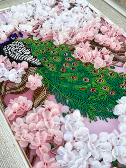 С-12 Набор для вышивания хрустальными камнями Павлин на цветущей сакуре