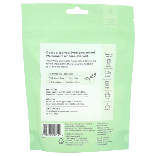 Fresh Wave, Пакеты для устранения запаха, оригинальные, 6 упаковок