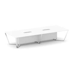 Steel Meet Стол переговорный прямоугольный MD-PR.B.SP-14 Белый Бриллиант/Нержавеющая Сталь/Хром 4000