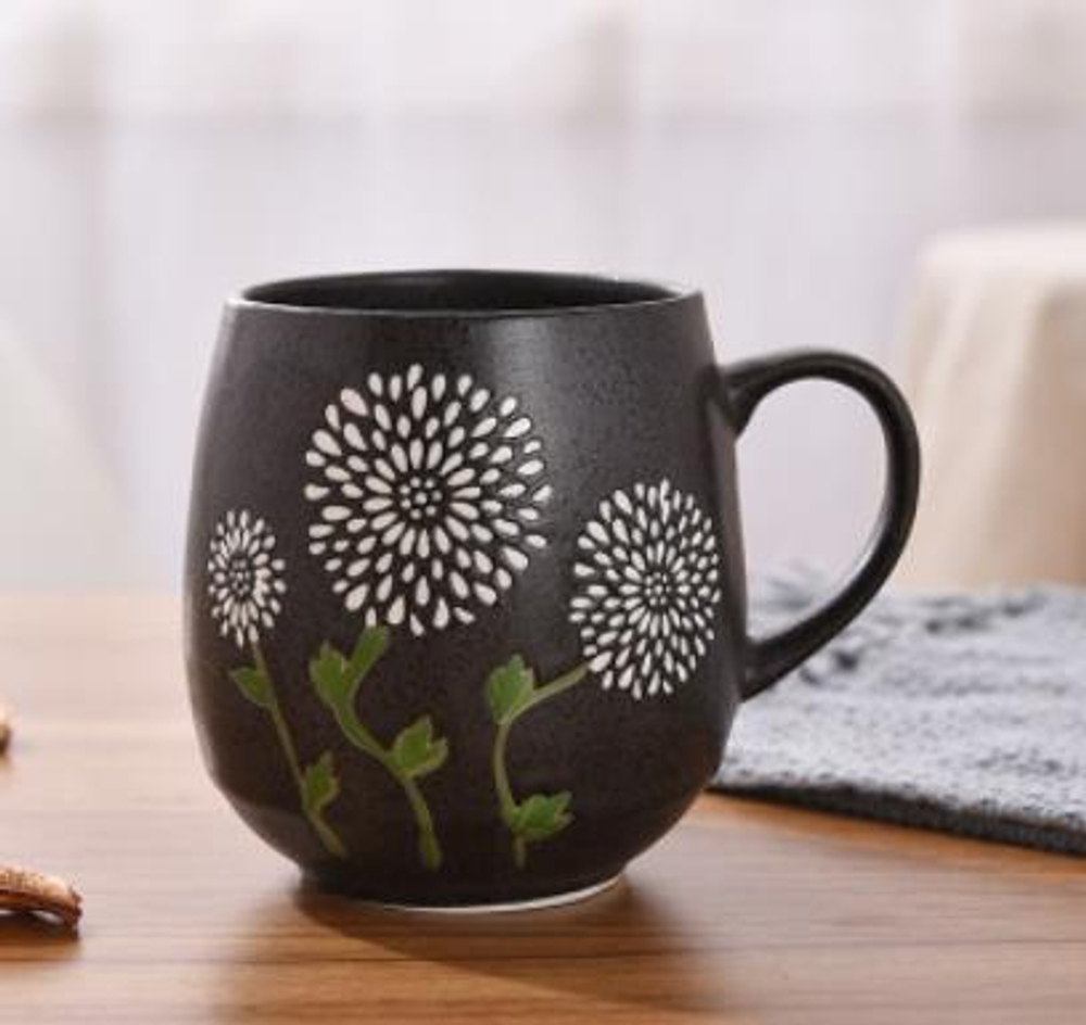 263029 Кружка XXL 0,5л "Одуванчики", японская роспись, керамика. Высота 10см