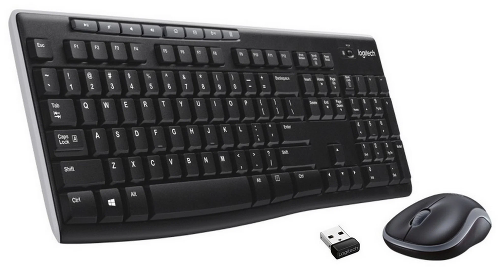 Комплект клавиатура + мышь Logitech Wireless Combo MK270, черный