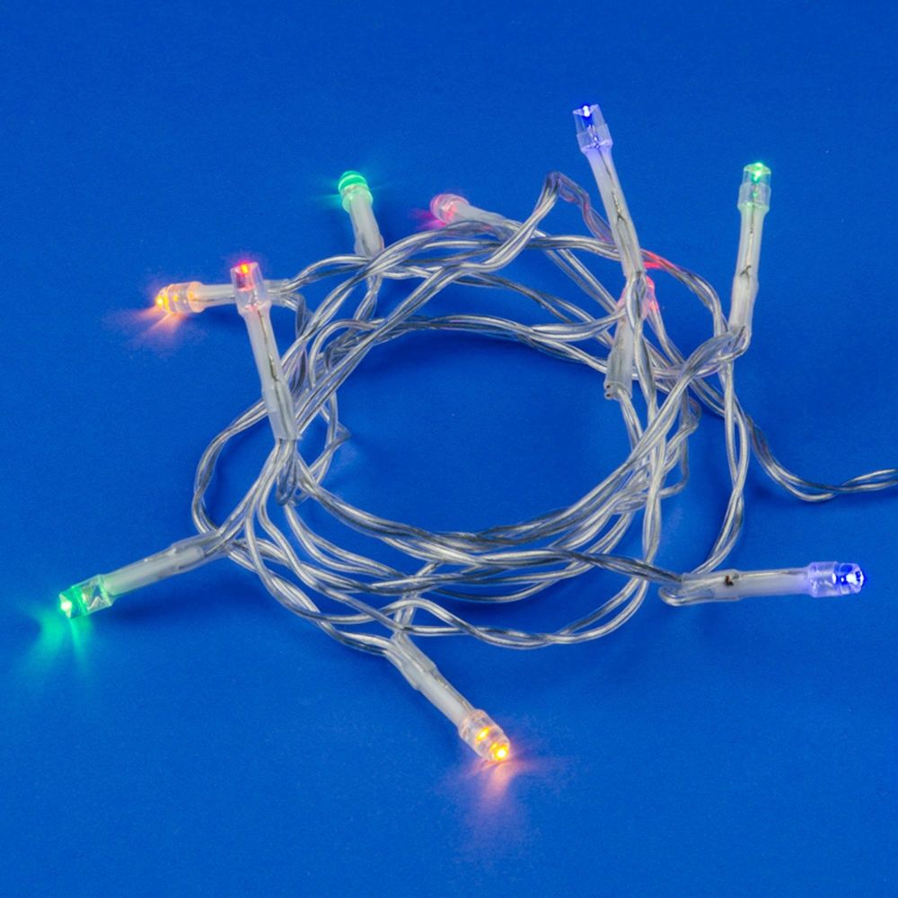 ULD-S0150-010-STB-2AA MULTI IP20 Гирлянда светодиодная на батарейках 2AA не в-к. 1.5м. 10 светодиодов. Разноцветный свет. Провод прозрачный. TM Uniel