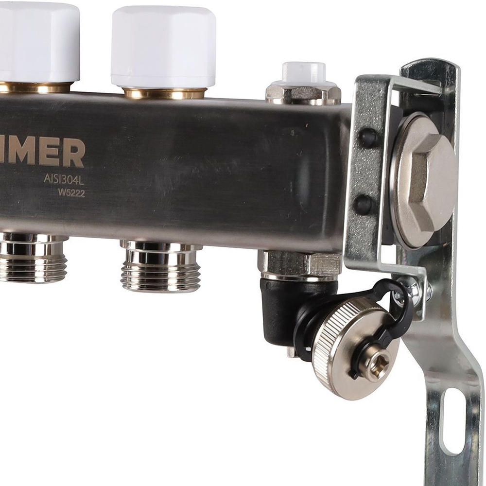 Коллекторная группа ROMMER 4 выхода нержавеющая сталь с расходомерами RMS-1201-000004