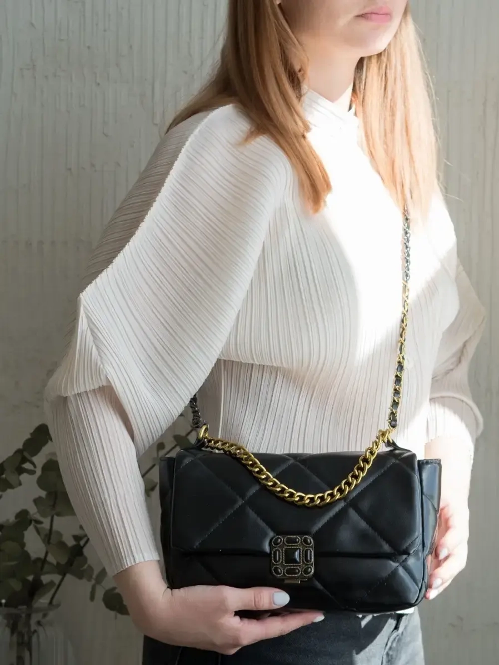 Сумка женская через плечо бренд не кожаная кросс боди модная стёганная на цепочке для девушке шоппер