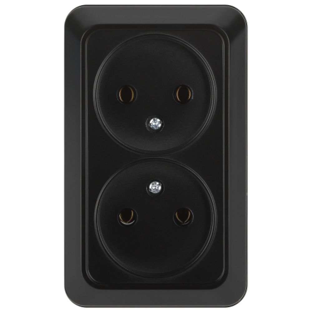 Розетка Intro Quadro 2-203-05 двойная без заземления 2х2P 16А-250В IP20 ОУ антрацит