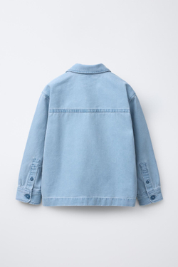 ZARA ХОЛЩОВАЯ КУРТКА-РУБАШКА, СИНИЙ