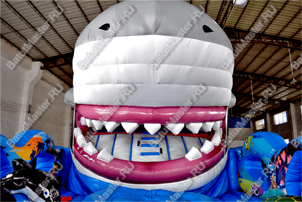 Коммерческий надувной батут "Акула-робот"