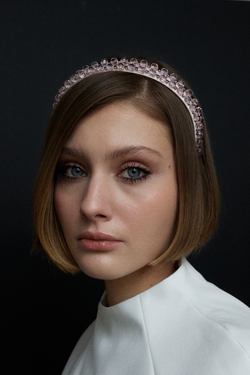 Ободок двойной розовый с декором